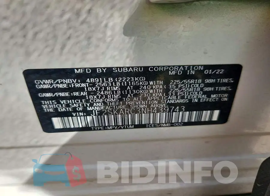 JF2SKARC3NH439743 Photo# 12
