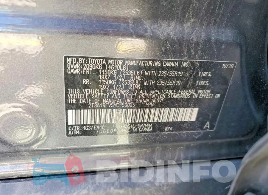 2T3A1RFV5MC150035 Photo# 14