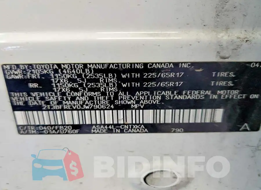 2T3BFREV0JW790624 Photo# 14