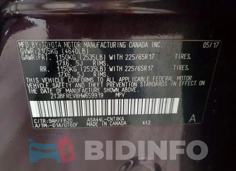 2T3BFREV8HW659919 Photo# 13