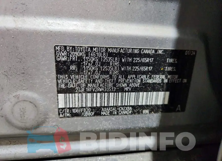 2T3F1RFV2RW431513 Photo# 14