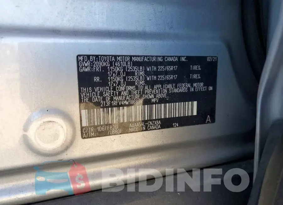 2T3F1RFV4MW186898 Photo# 14