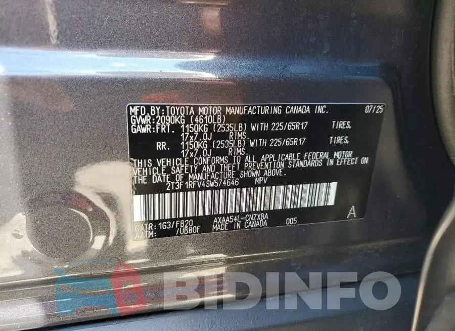 2T3F1RFV4SW574646 Photo# 14