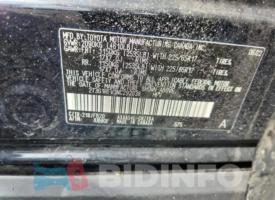 2T3G1RFV3NC292038 Photo# 13
