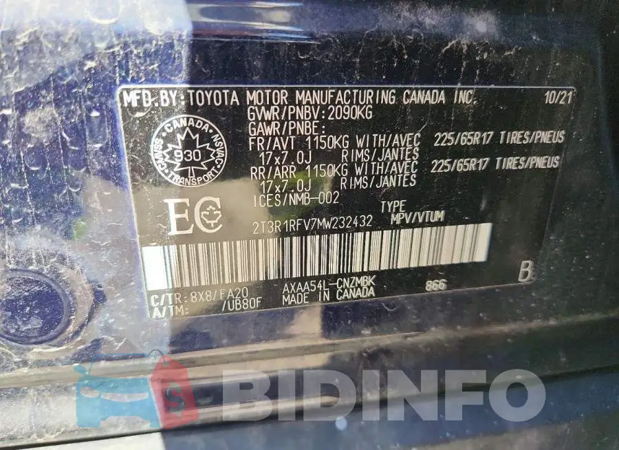 2T3R1RFV7MW232432 Photo# 13