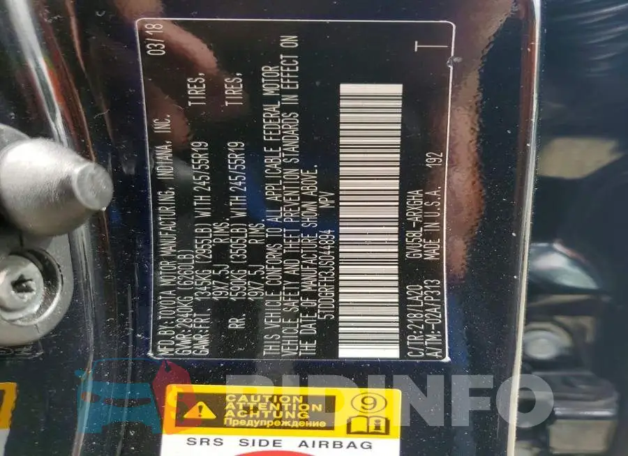 5TDDGRFH3JS044894 Photo# 14