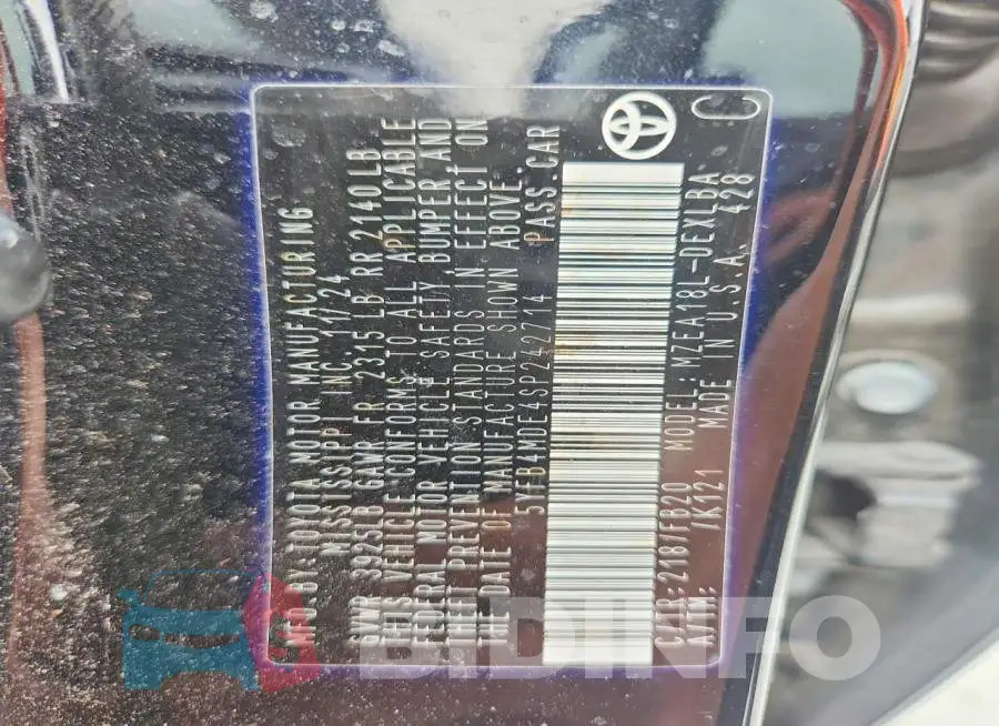 5YFB4MDE4SP242714 Photo# 13