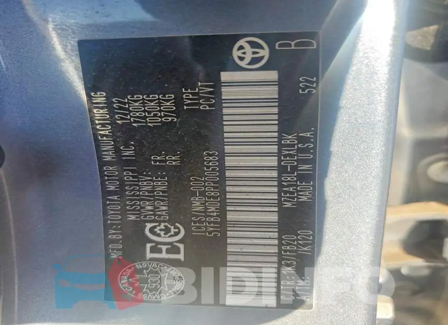 5YFB4MDE8PP005683 Photo# 12