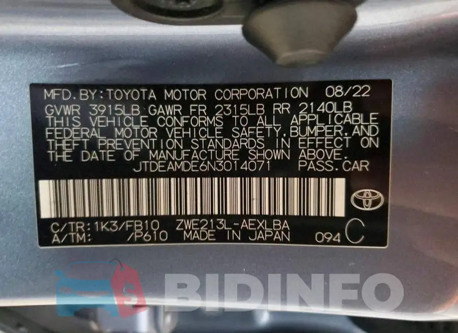 JTDEAMDE6N3014071 Photo# 12
