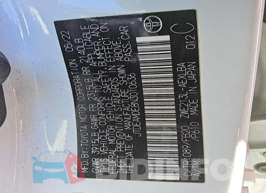JTDEAMDE8N3010636 Photo# 13