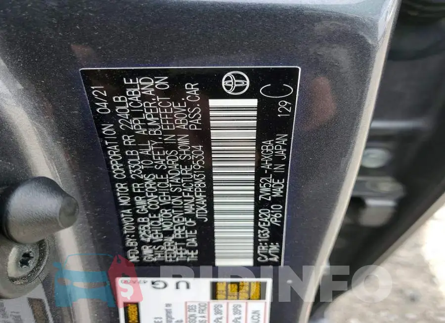 JTDKAMFP8M3195304 Photo# 12