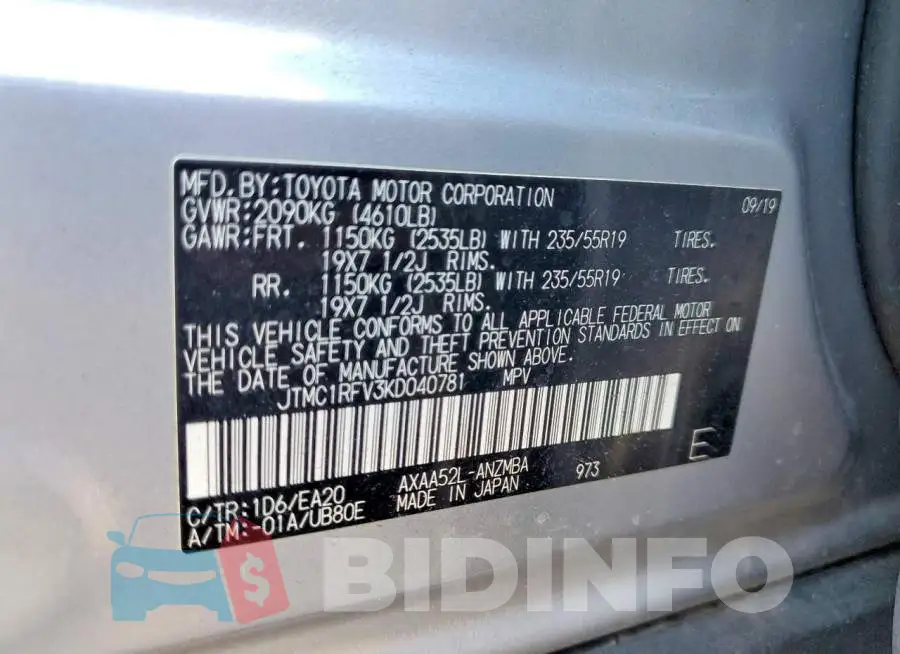 JTMC1RFV3KD040781 Photo# 13
