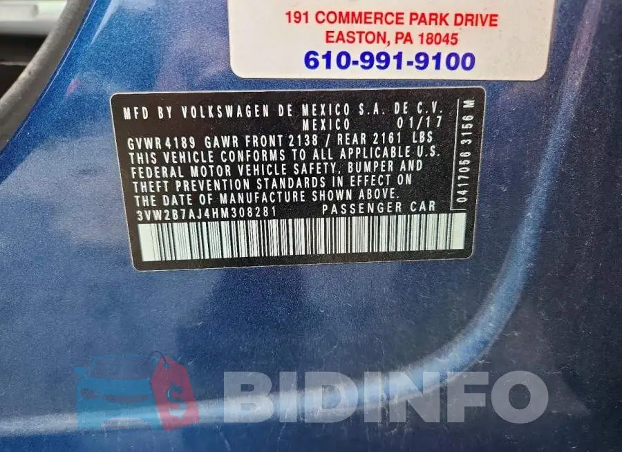 3VW2B7AJ4HM308281 Photo# 13
