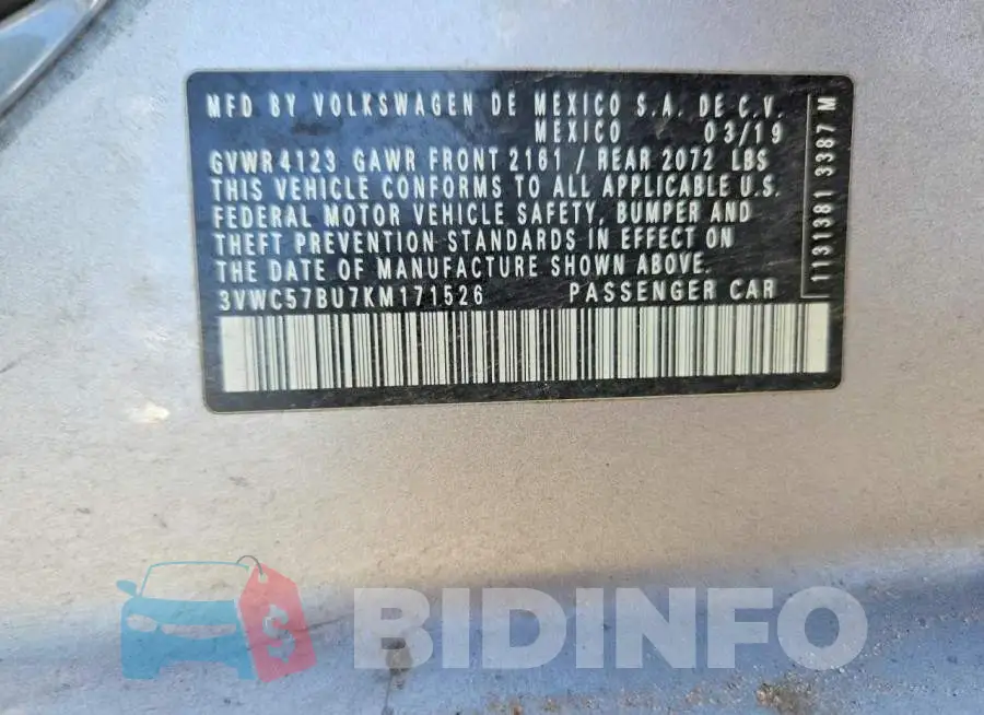3VWC57BU7KM171526 Photo# 12