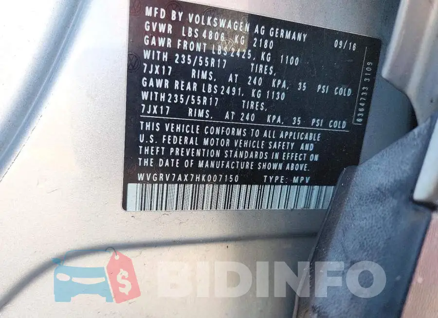 WVGRV7AX7HK007150 Photo# 12