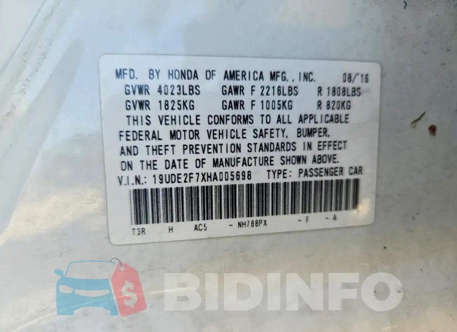 19UDE2F7XHA005698 Photo# 12
