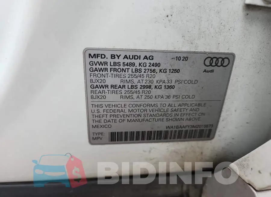 WA1BAAFY3M2015573 Photo# 13