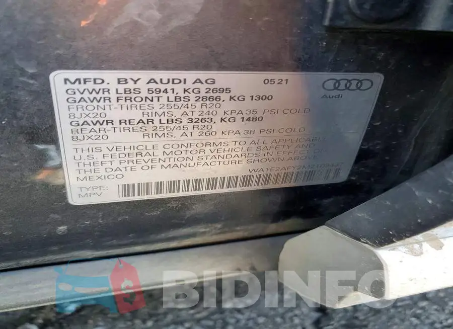 WA1E2AFY2M2109437 Photo# 13