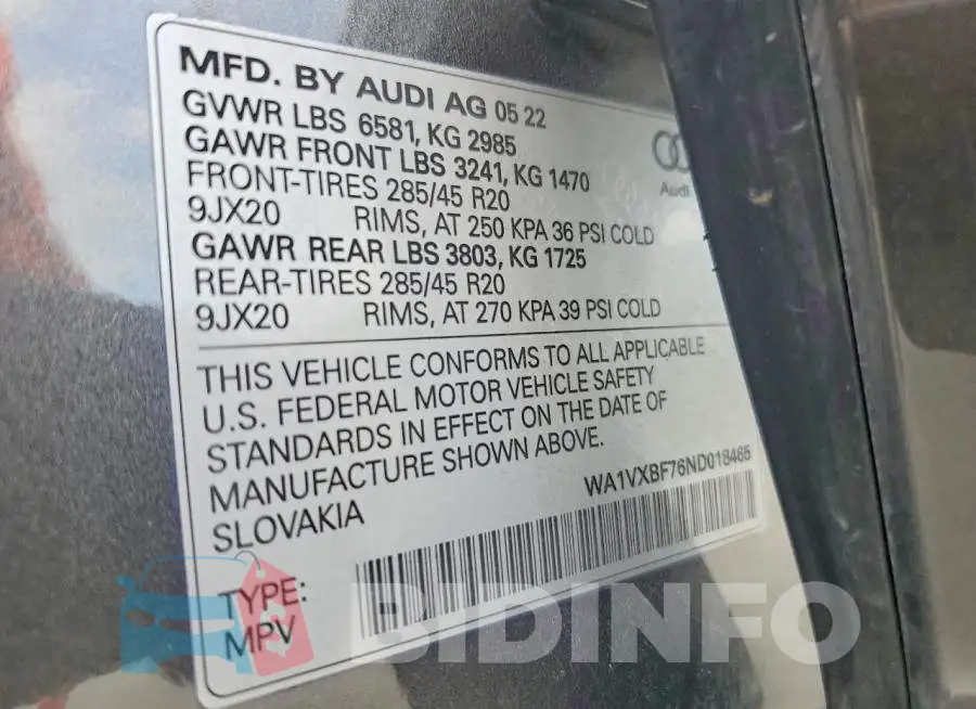 WA1VXBF76ND018465 Photo# 12