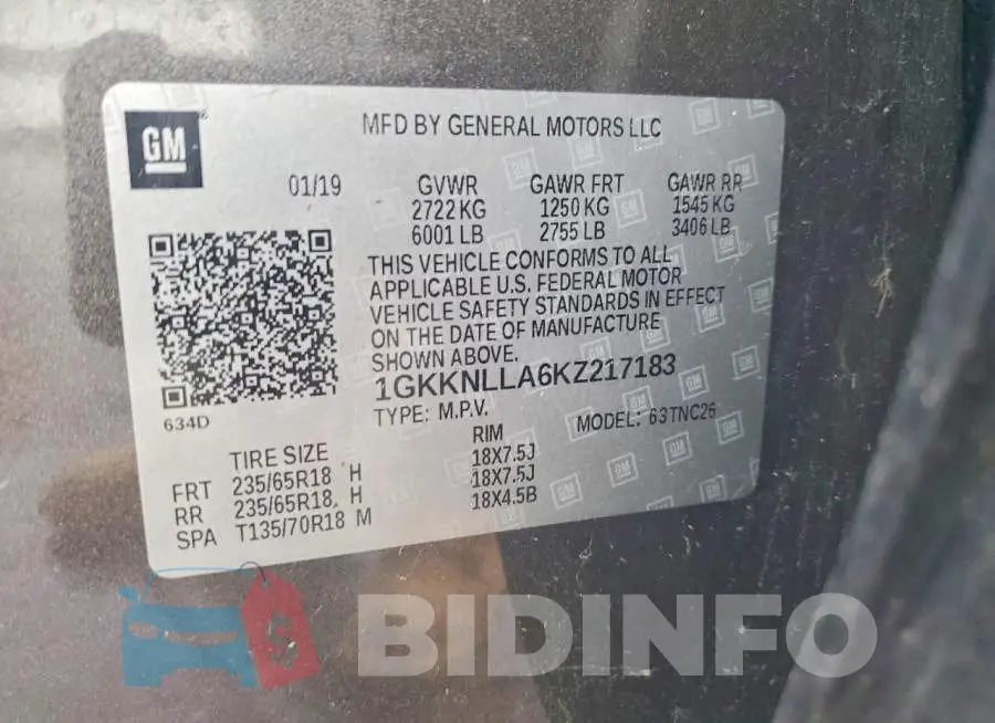 1GKKNLLA6KZ217183 Photo# 13