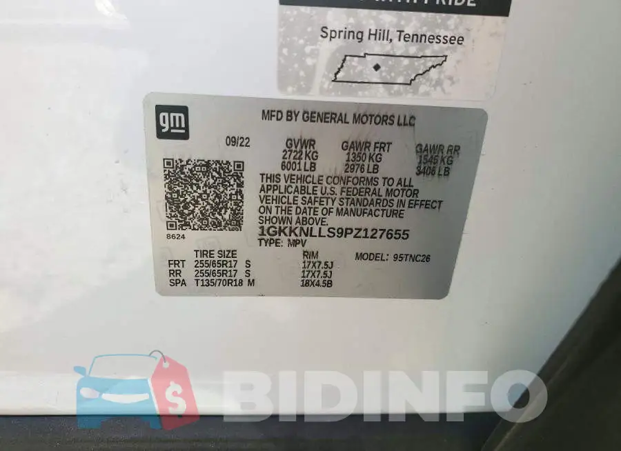 1GKKNLLS9PZ127655 Photo# 13