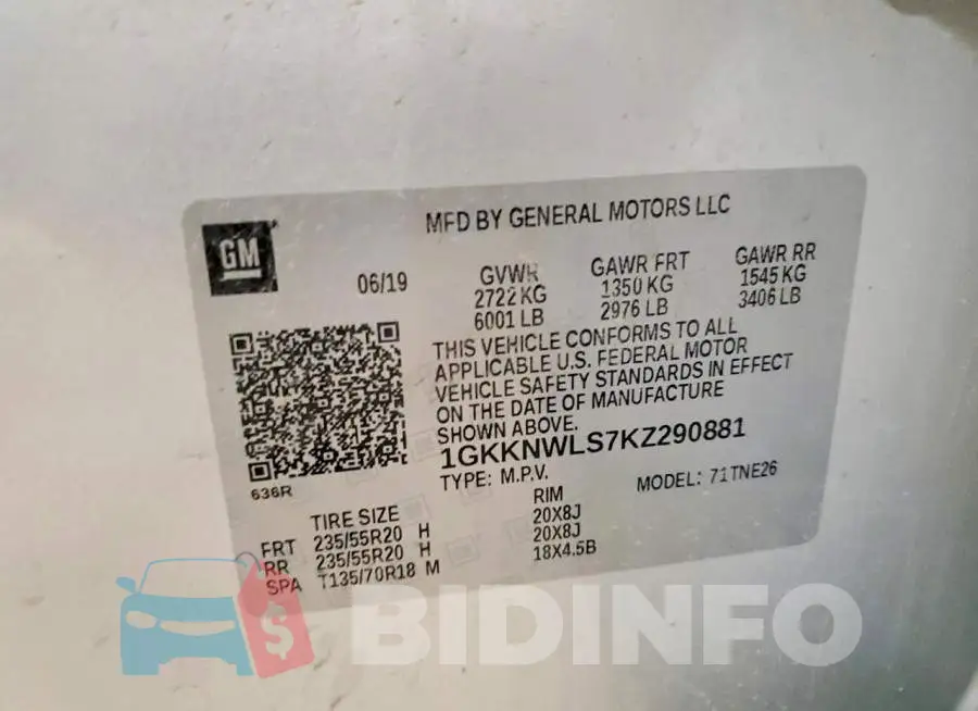 1GKKNWLS7KZ290881 Photo# 13