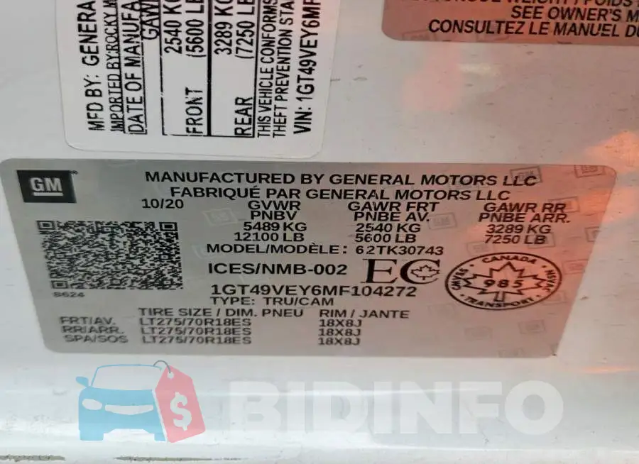 1GT49VEY6MF104272 Photo# 12