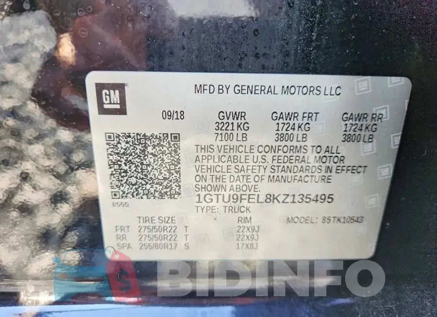 1GTU9FEL8KZ135495 Photo# 12