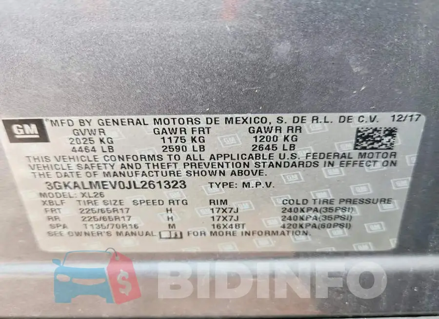 3GKALMEV0JL261323 Photo# 14