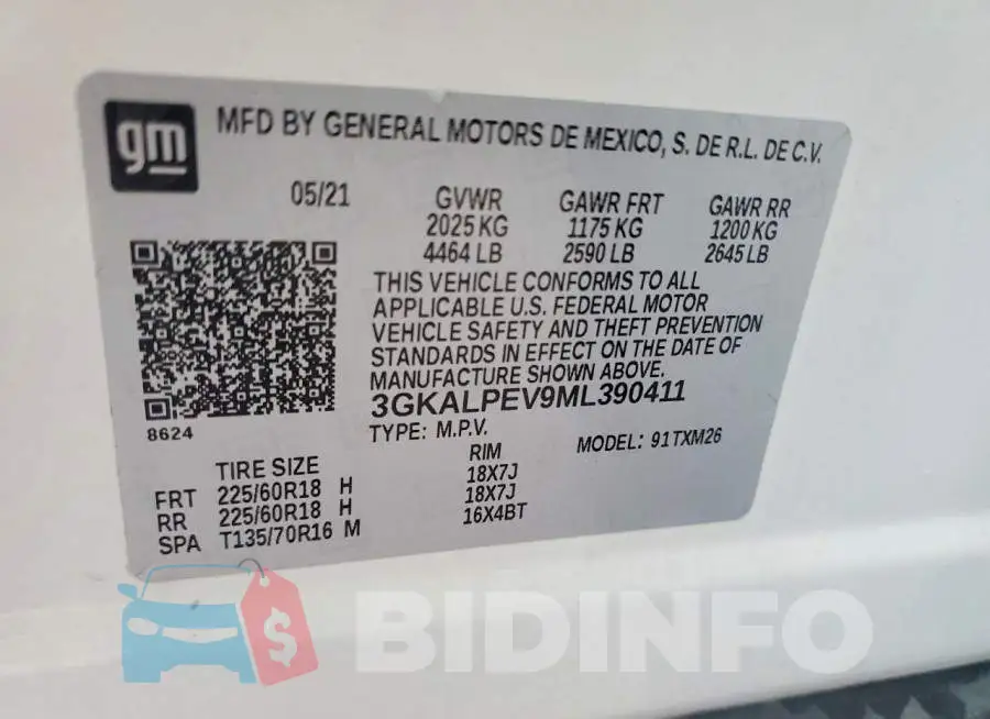 3GKALPEV9ML390411 Photo# 13