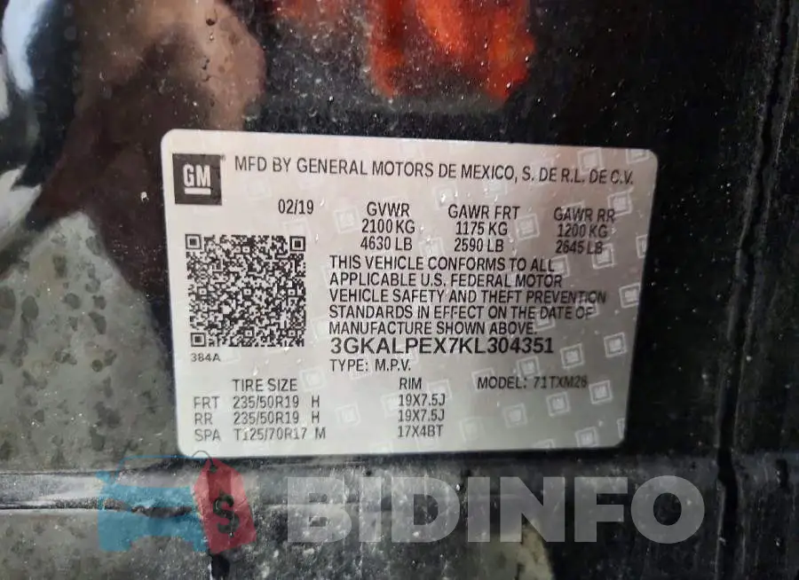 3GKALPEX7KL304351 Photo# 12