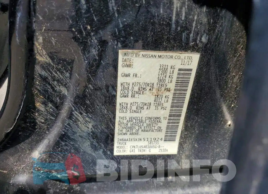 1N6AA1E5XJN511924 Photo# 12