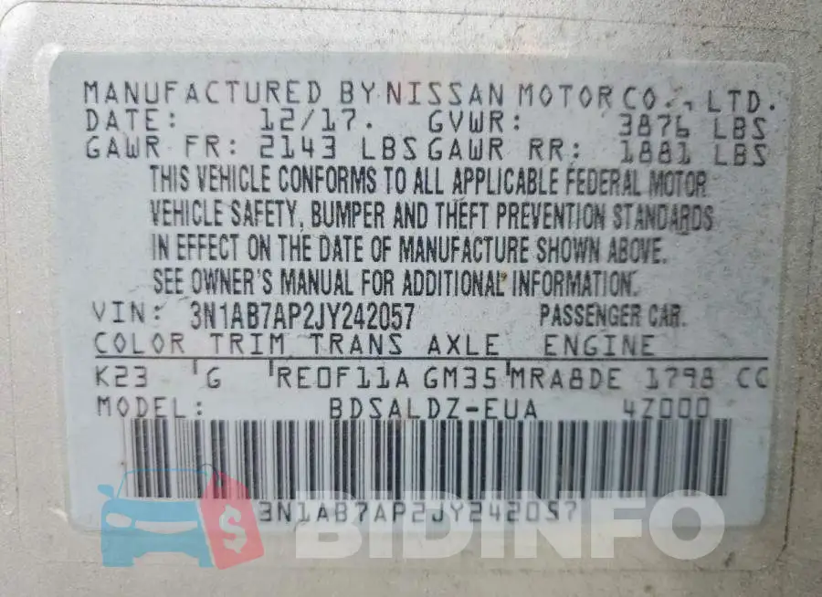 3N1AB7AP2JY242057 Photo# 13