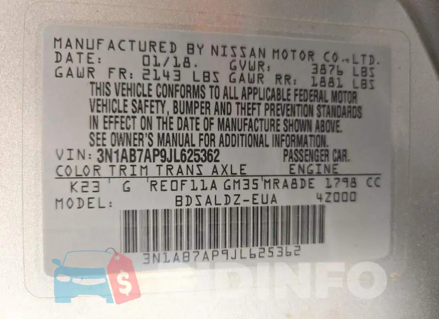 3N1AB7AP9JL625362 Photo# 12