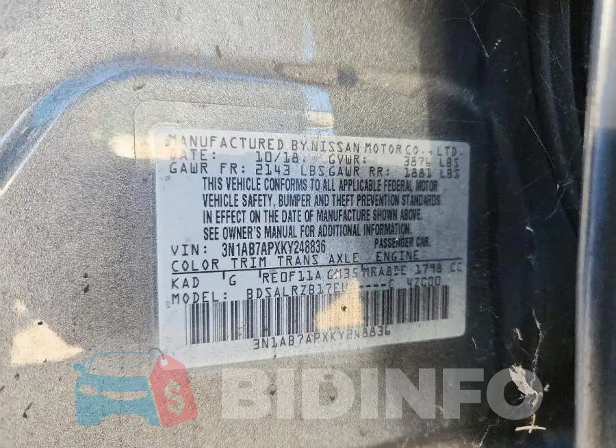 3N1AB7APXKY248836 Photo# 13