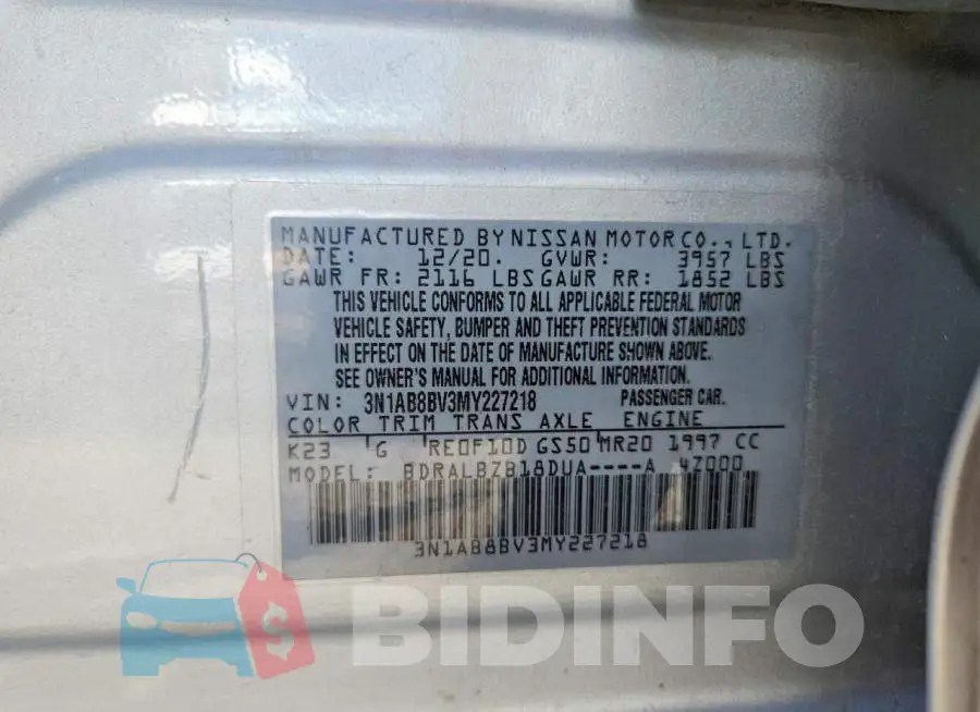3N1AB8BV3MY227218 Photo# 12