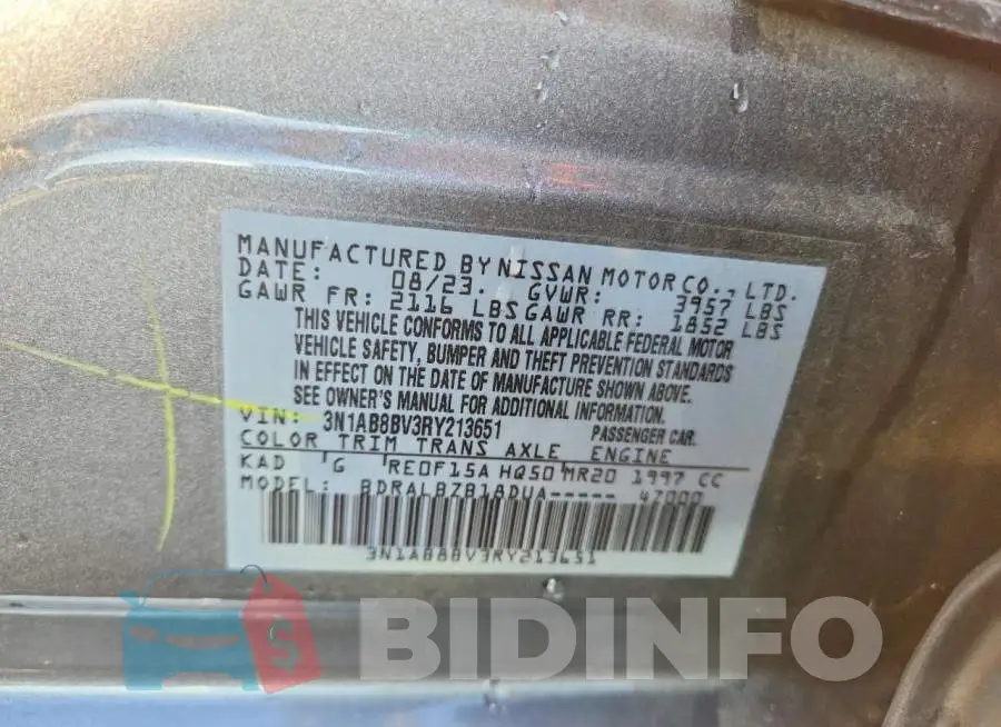 3N1AB8BV3RY213651 Photo# 12