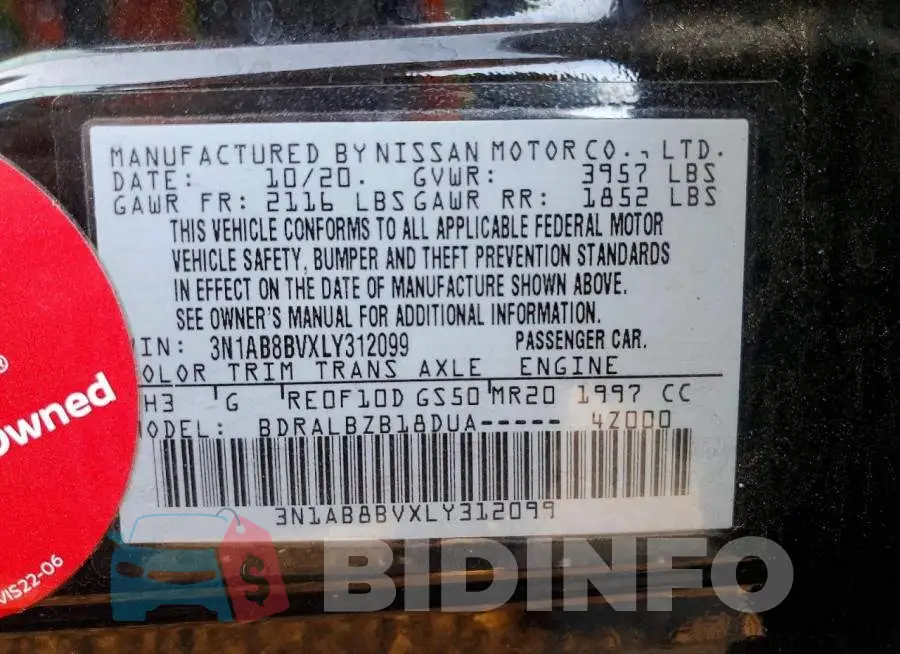 3N1AB8BVXLY312099 Photo# 12