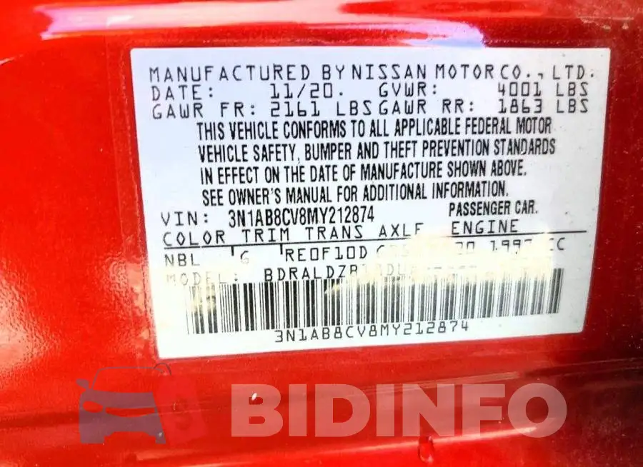 3N1AB8CV8MY212874 Photo# 12