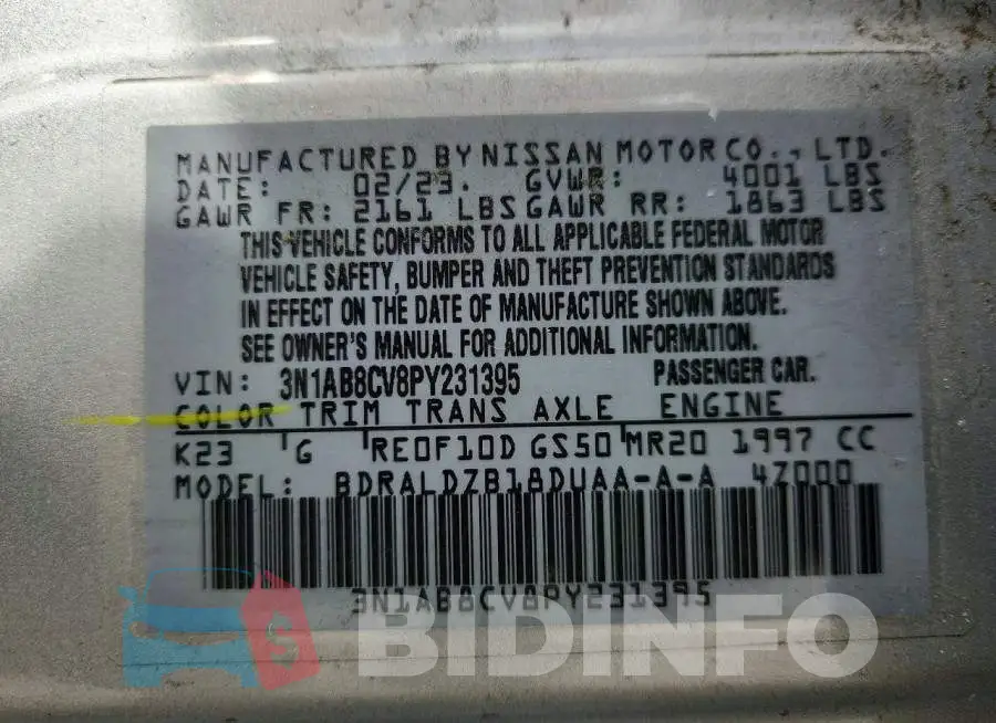 3N1AB8CV8PY231395 Photo# 13