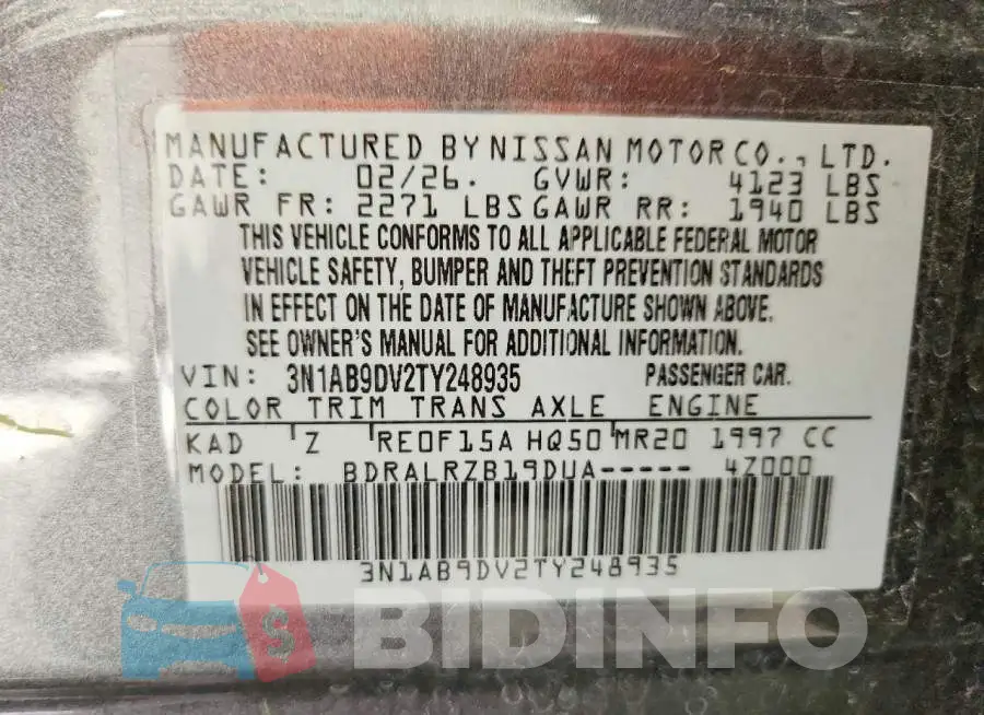 3N1AB9DV2TY248935 Photo# 12