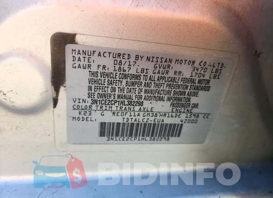 3N1CE2CP1HL382298 Photo# 13