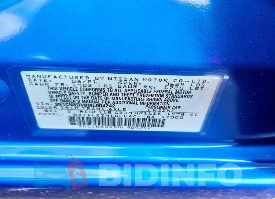 3N1CN8DV8ML904242 Photo# 12