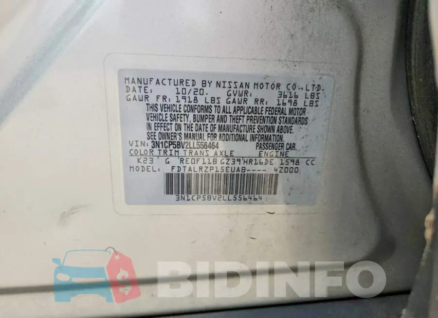 3N1CP5BV2LL556464 Photo# 13