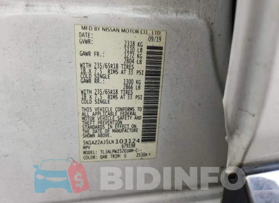 5N1AZ2AJ5LN103124 Photo# 13