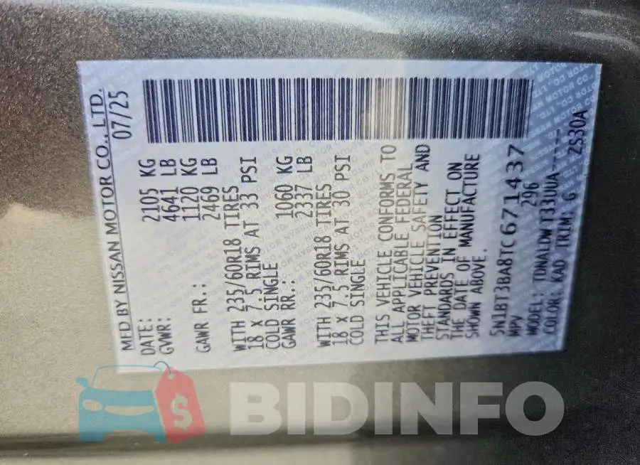 5N1BT3BA8TC671437 Photo# 12
