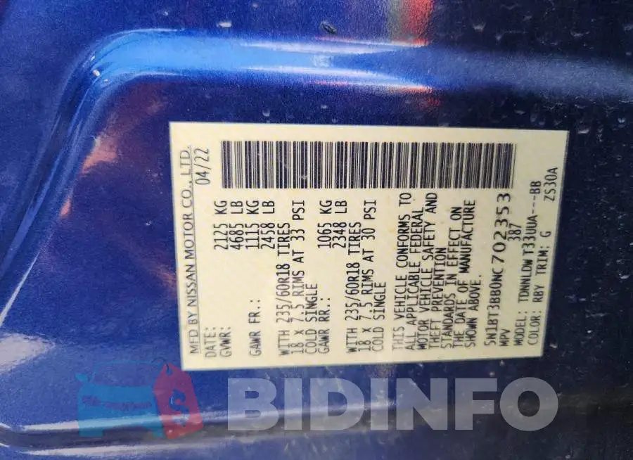 5N1BT3BB0NC702353 Photo# 13