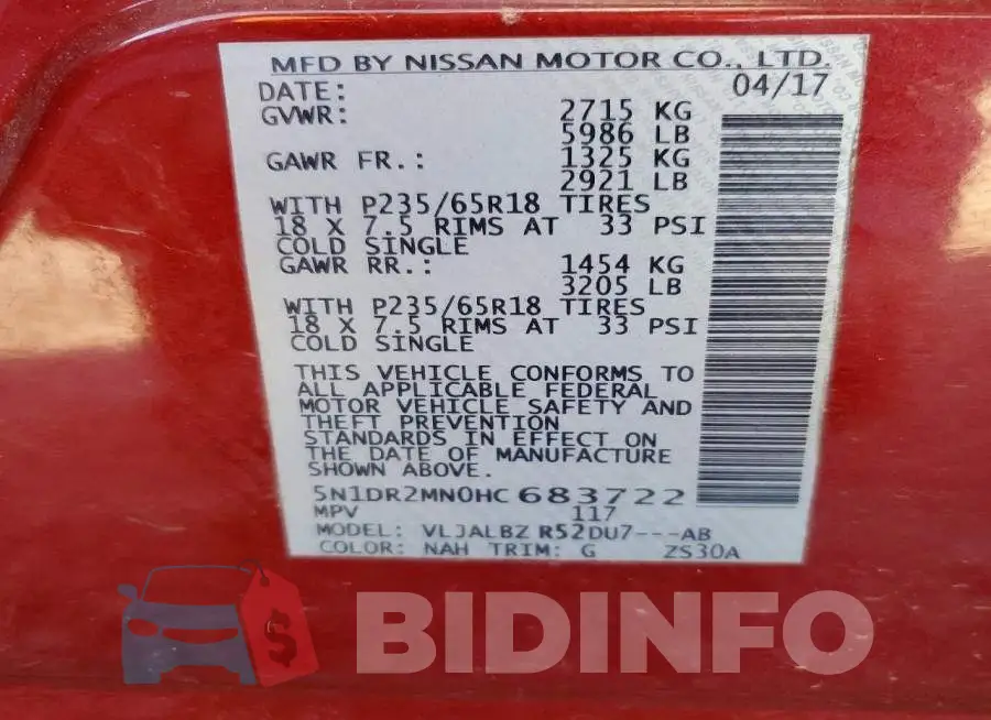 5N1DR2MN0HC683722 Photo# 13