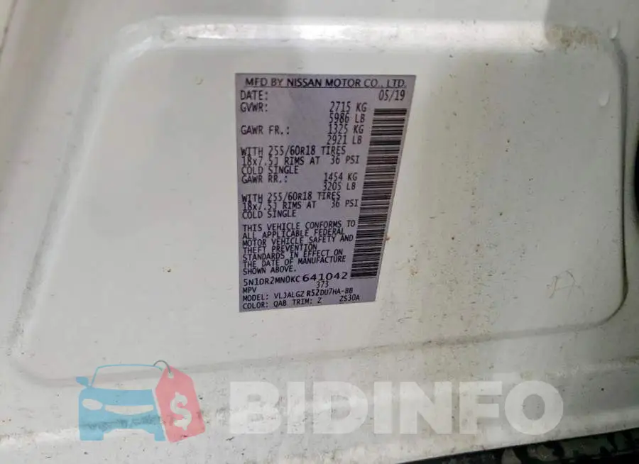 5N1DR2MN0KC641042 Photo# 12