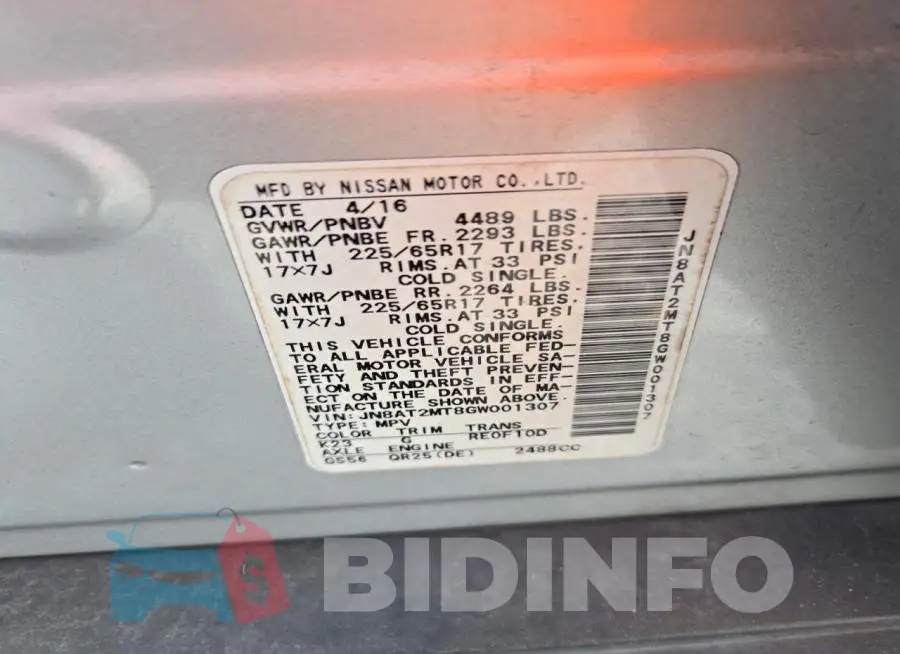 JN8AT2MT8GW001307 Photo# 14